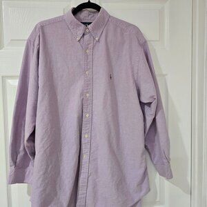 Ralph Lauren Classic Fit Long Sleeve Button Oxford Cotton Purple Size 16.5 32/33